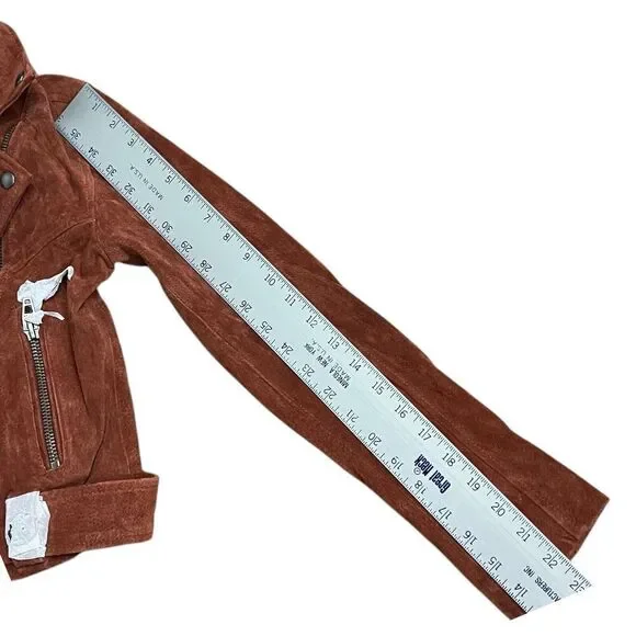 Blank NYC Jacket Womens XS Sun Valley Suede Leather Luxury Zip Moto Amber Spring